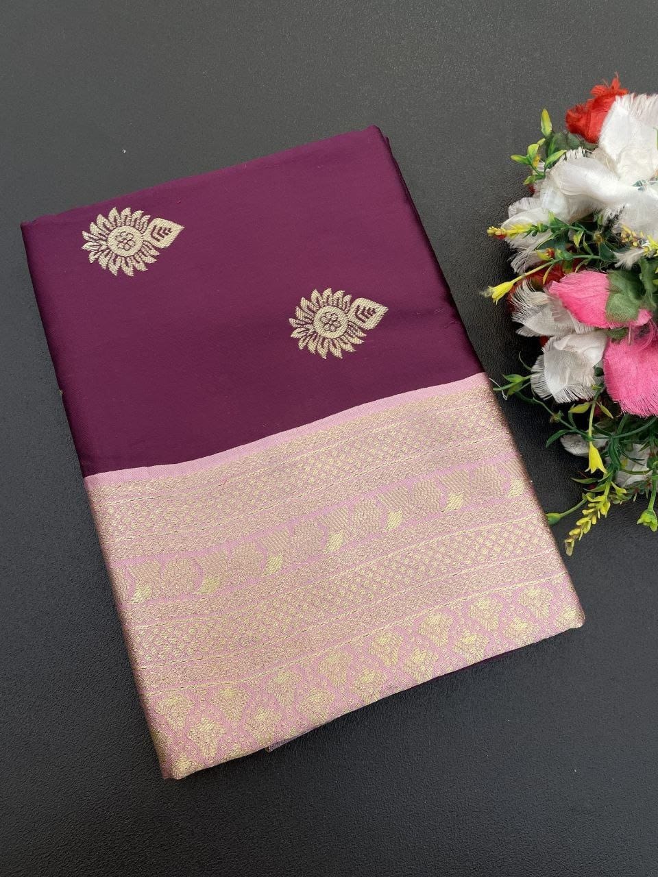Wine Purple Lichi Silk Jacquard Saree with Rich Pallu