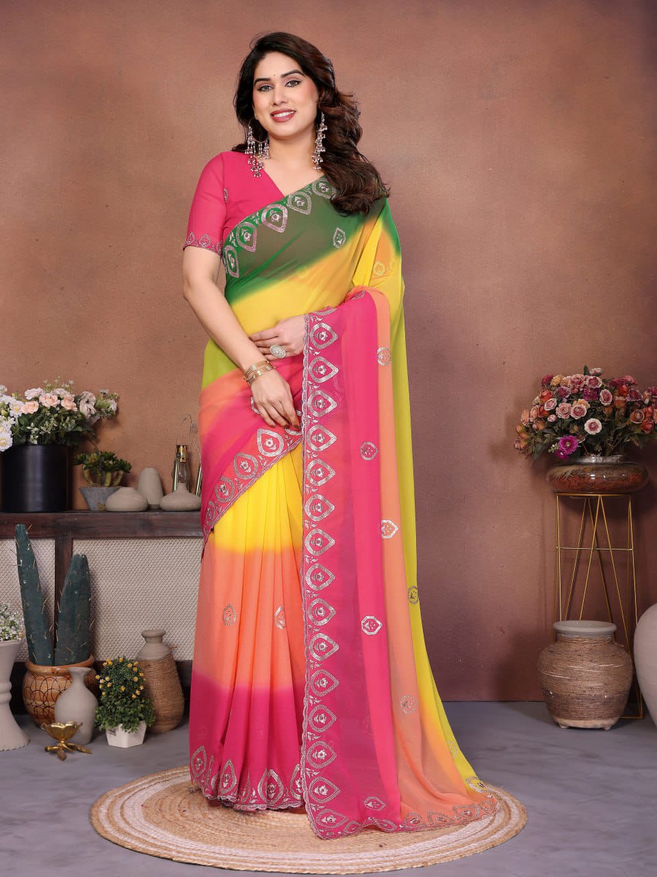 Heavy Georgette Silk Embroidery Saree with Blouse | Nityapriya