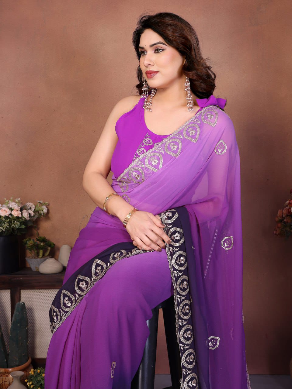 Heavy Georgette Silk Embroidery Saree with Blouse | Nityapriya
