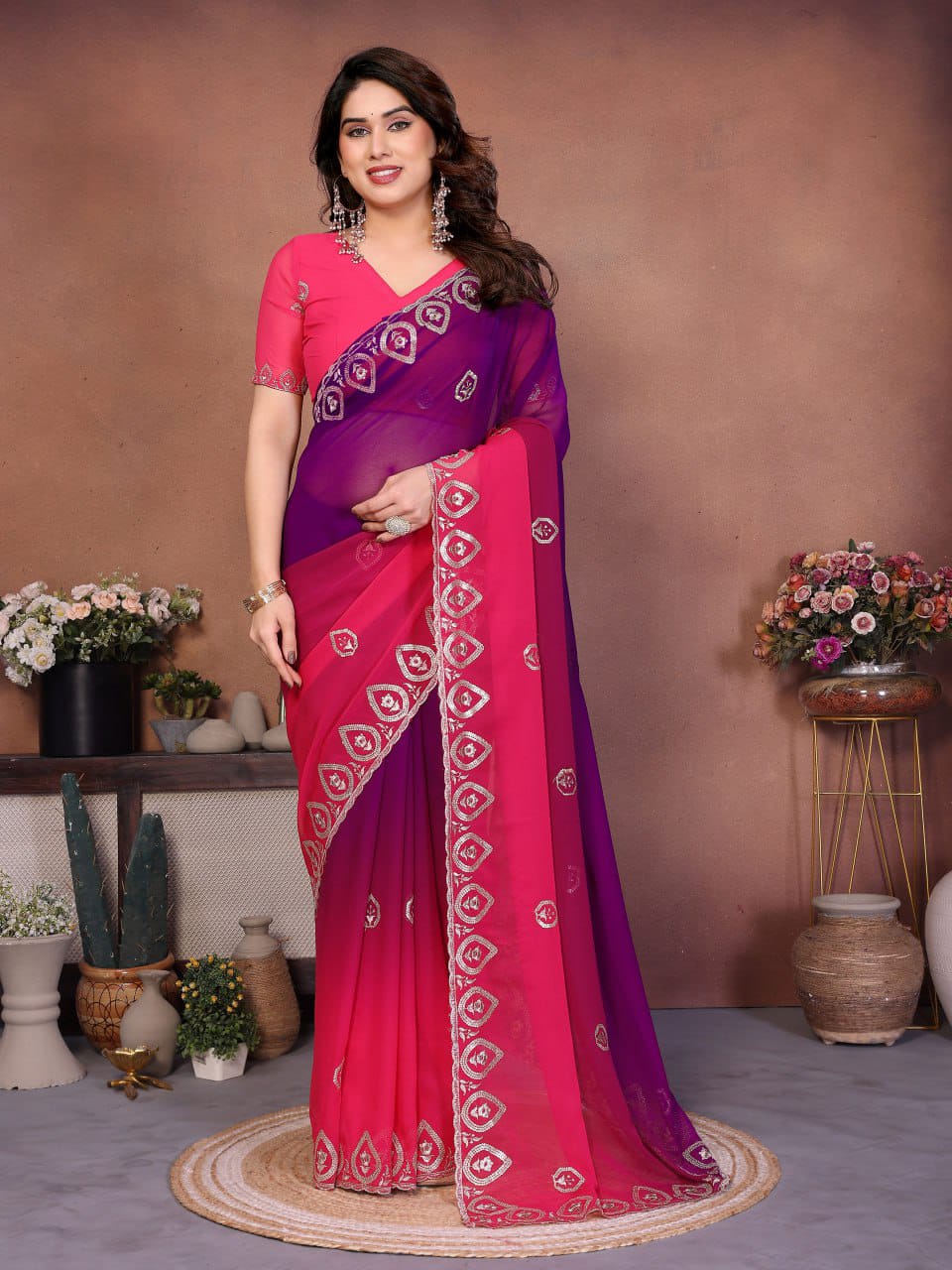 Heavy Georgette Silk Embroidery Saree with Blouse | Nityapriya