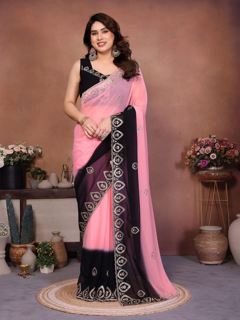 Heavy Georgette Silk Embroidery Saree with Blouse | Nityapriya