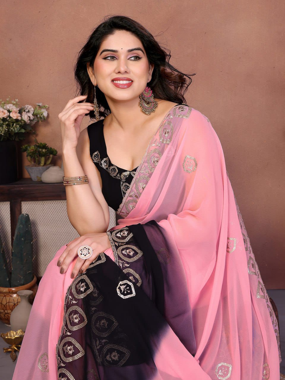 Heavy Georgette Silk Embroidery Saree with Blouse | Nityapriya