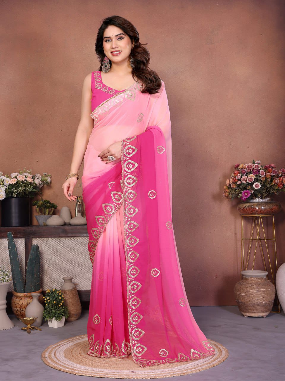 Heavy Georgette Silk Embroidery Saree with Blouse | Nityapriya