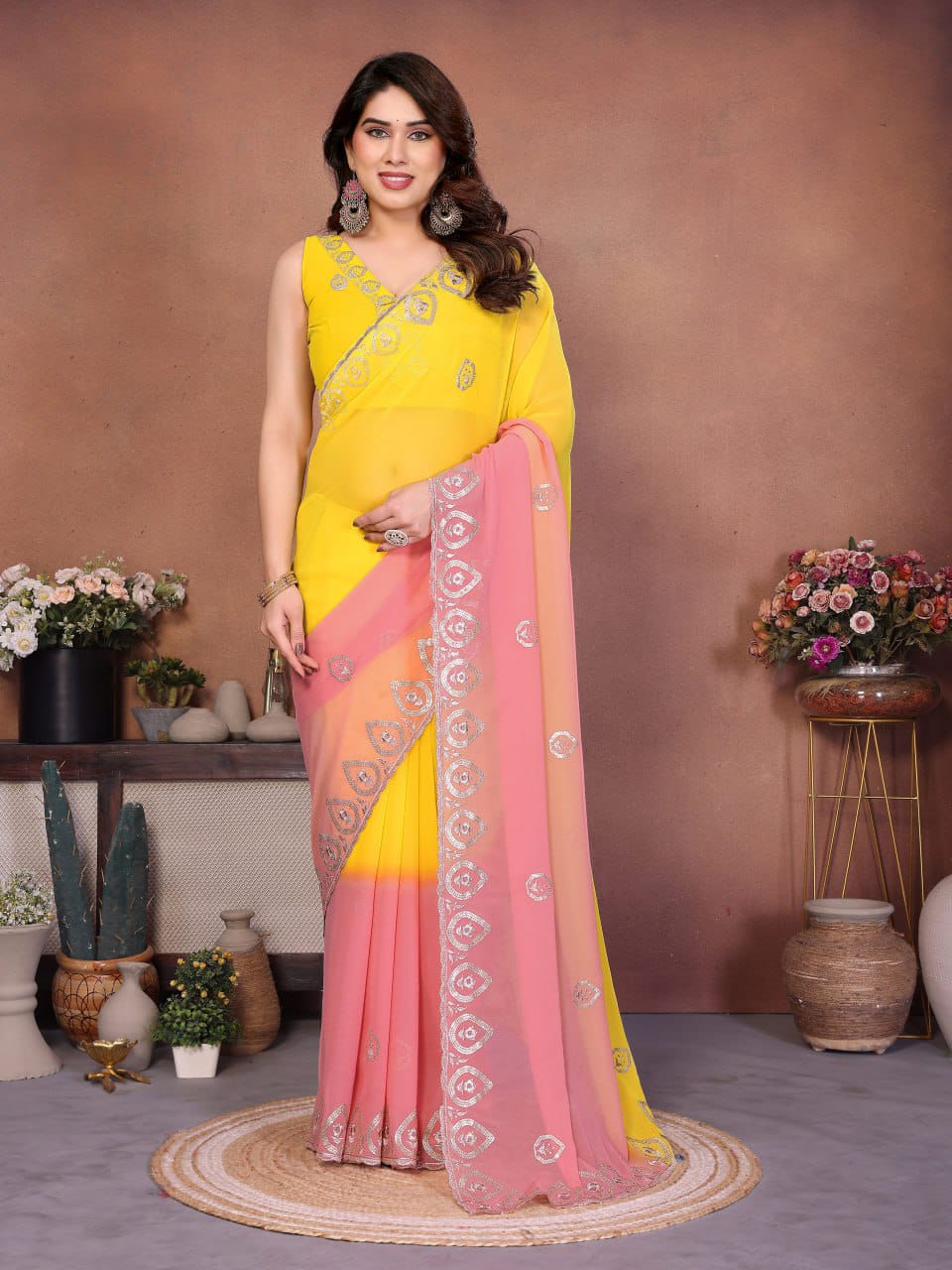 Heavy Georgette Silk Embroidery Saree with Blouse | Nityapriya