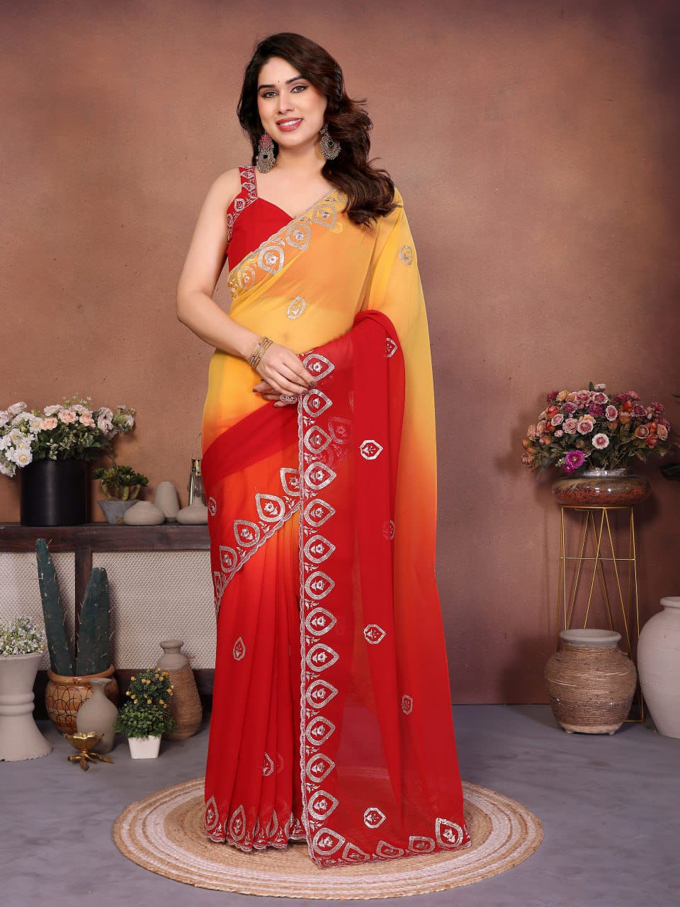 Heavy Georgette Silk Embroidery Saree with Blouse | Nityapriya