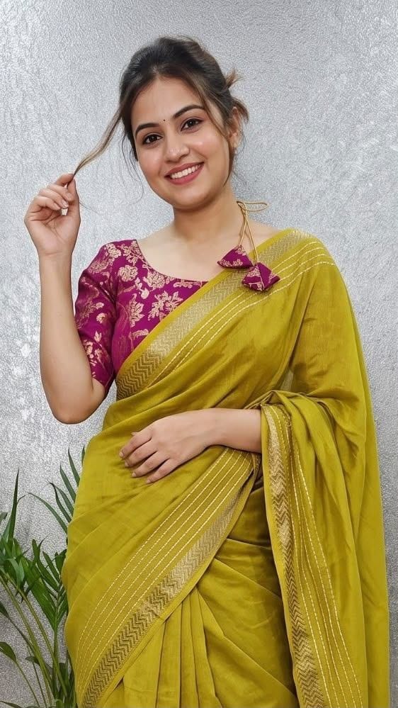 Mal Mal Cotton Silk Saree with Jacquard Zari Blouse