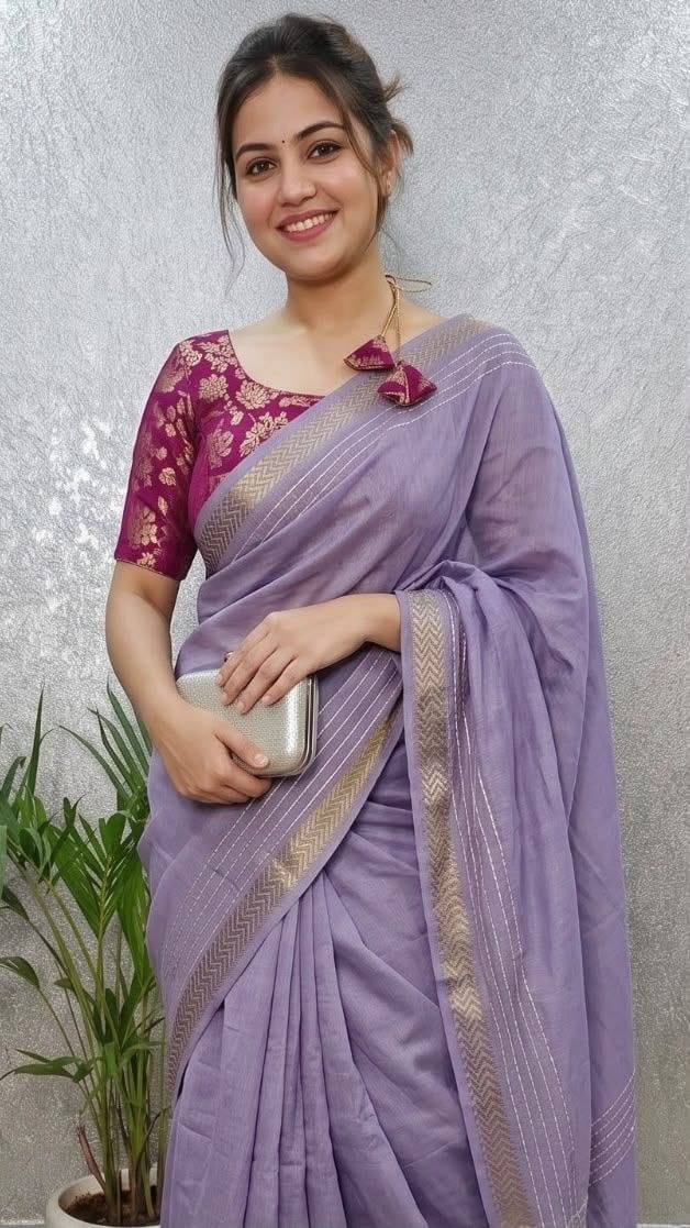 Mal Mal Cotton Silk Saree with Jacquard Zari Blouse