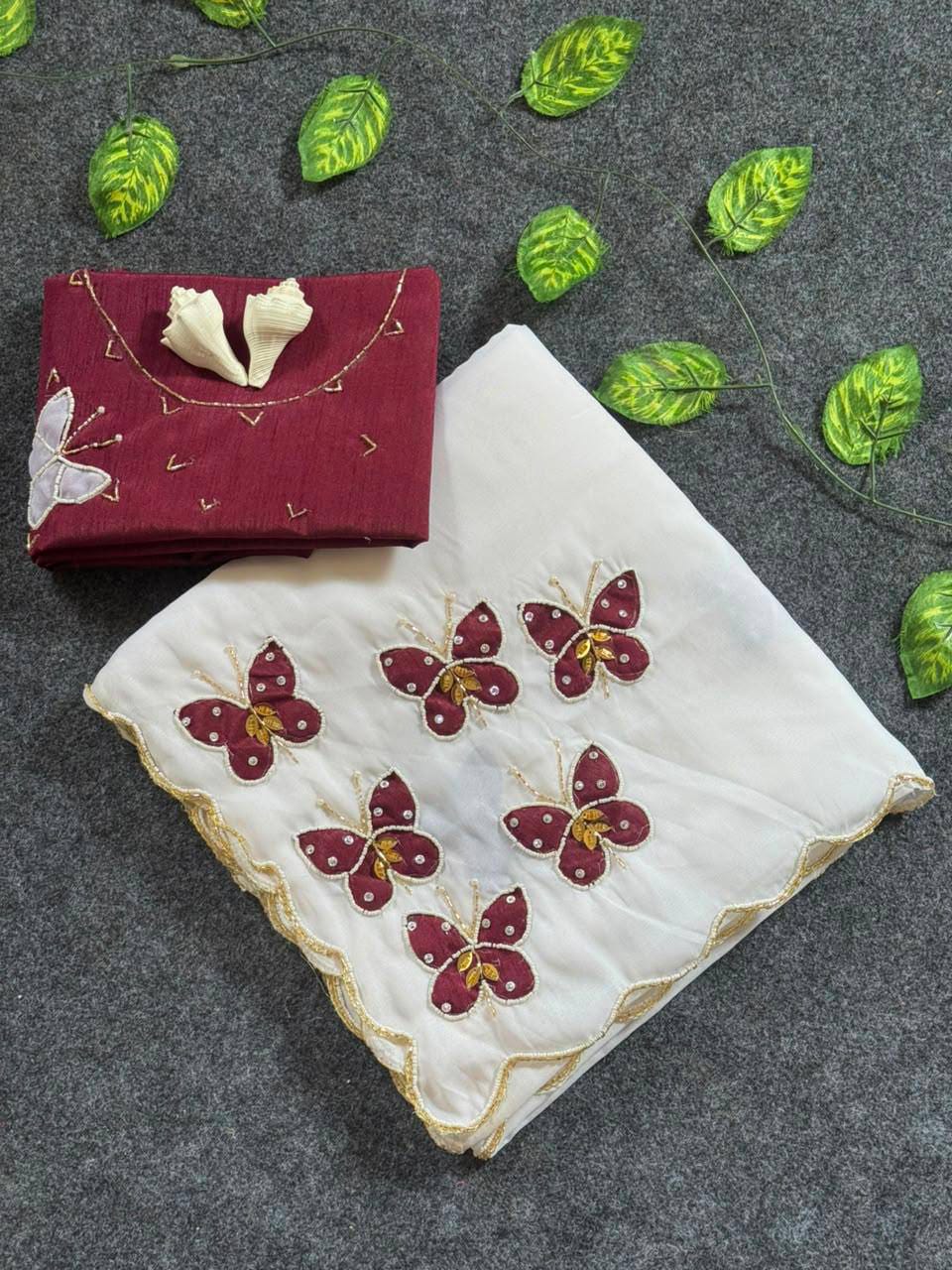 Butterfly Handwork Georgette Saree with Designer Blous