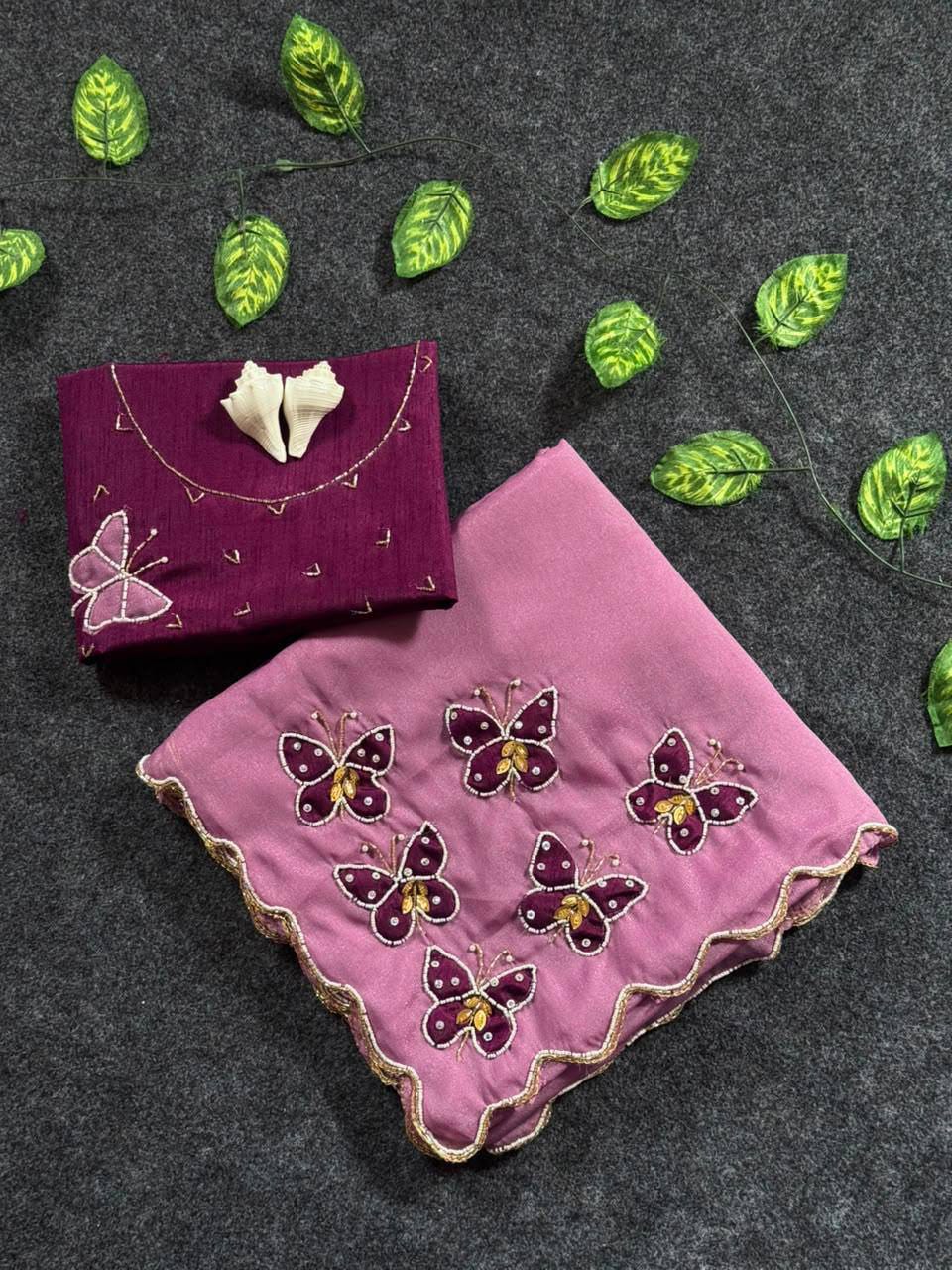 Butterfly Handwork Georgette Saree with Designer Blous