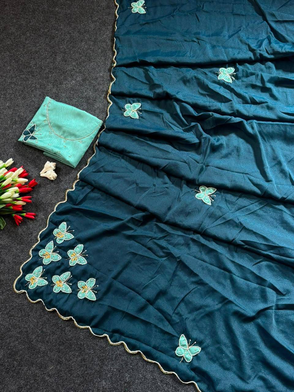 Butterfly Handwork Georgette Saree with Designer Blous