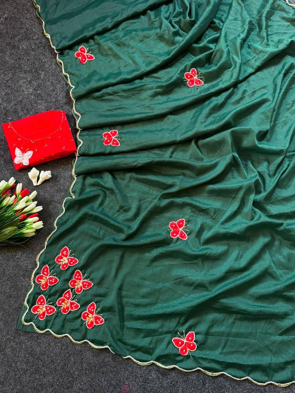 Butterfly Handwork Georgette Saree with Designer Blous