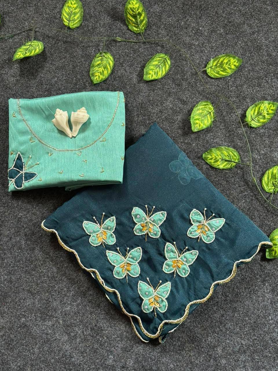 Butterfly Handwork Georgette Saree with Designer Blous