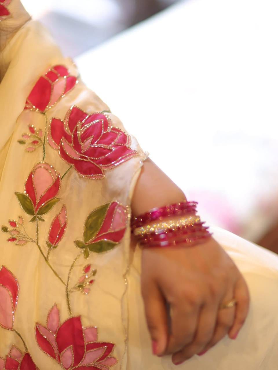 Tabi Silk Lotus Print Saree with Handwork & Patola Blouse