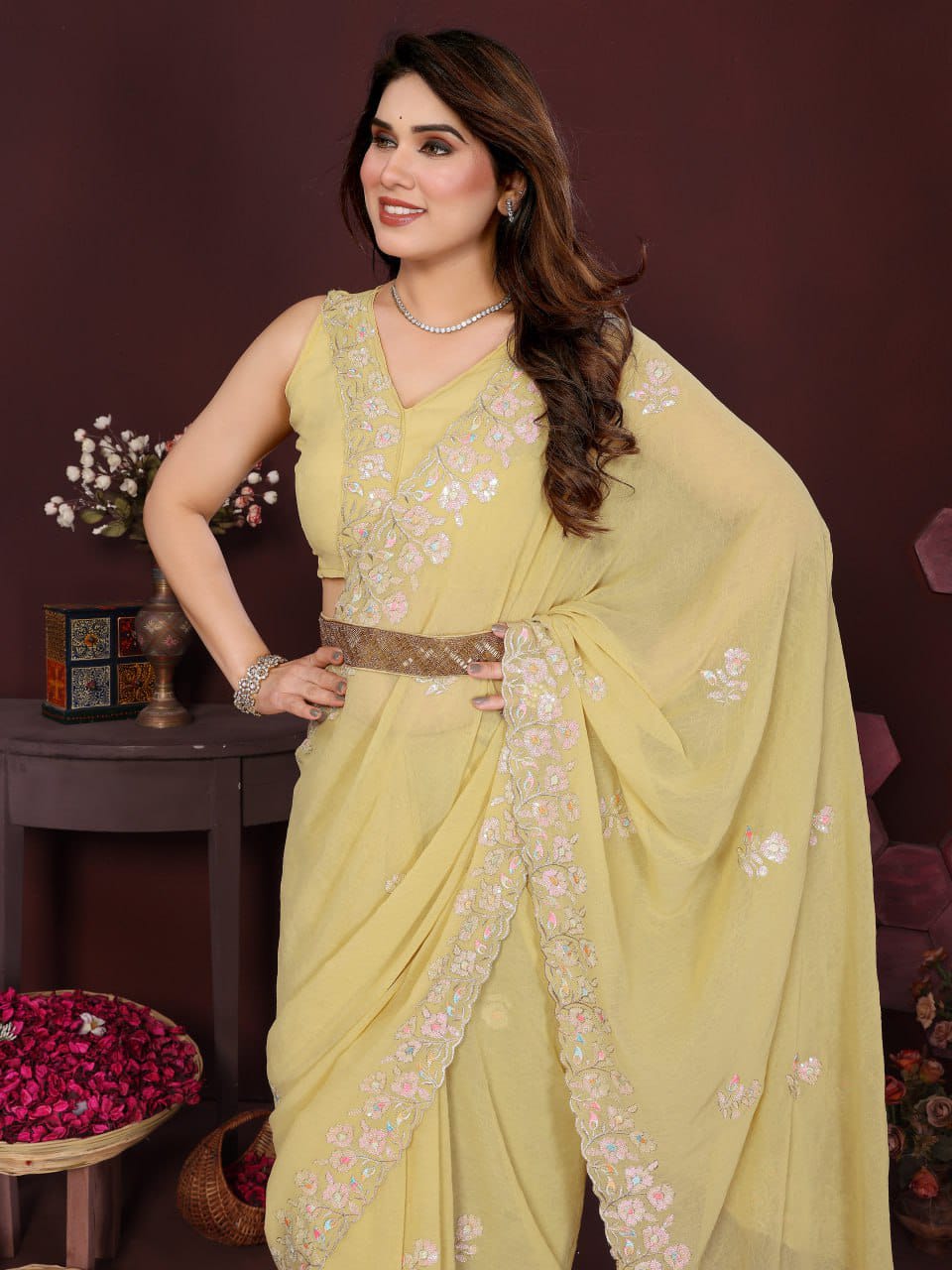 Nityapriya A-65 Georgette Silk Embroidered Saree