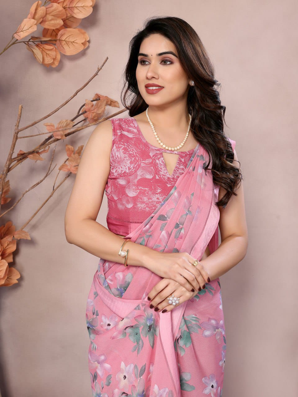 Nityapriya Gopi Printed Moss Satin Patta Saree
