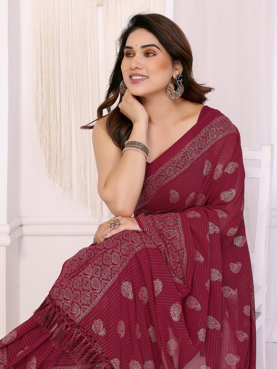Nityapriya A62 Foil Work Georgette Saree with Blouse