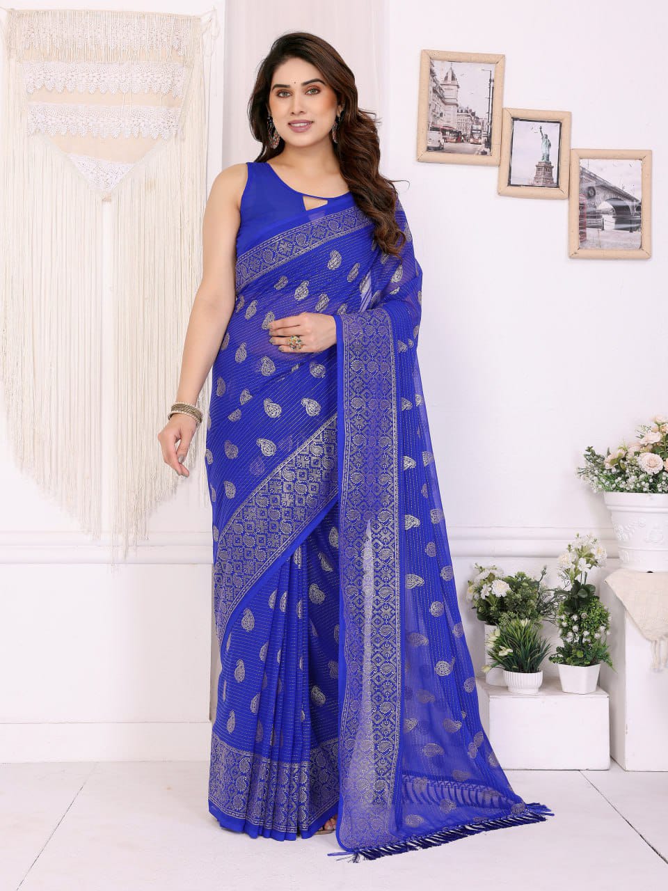 Nityapriya A62 Foil Work Georgette Saree with Blouse