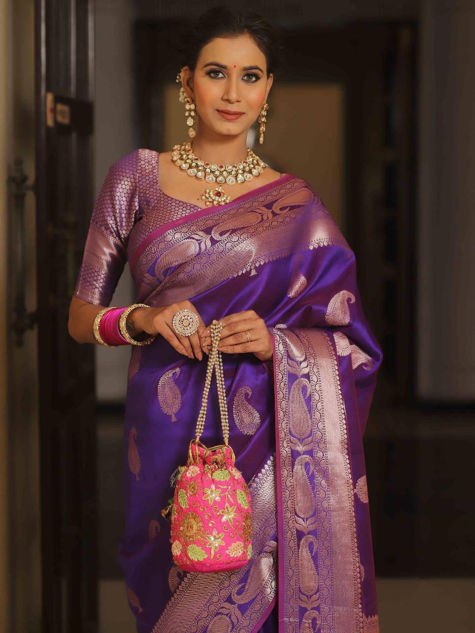 Pure Gold Zari Soft Lichi Silk Saree with Traditional Paisley Butta & Rich Woven Jacquard Pallu