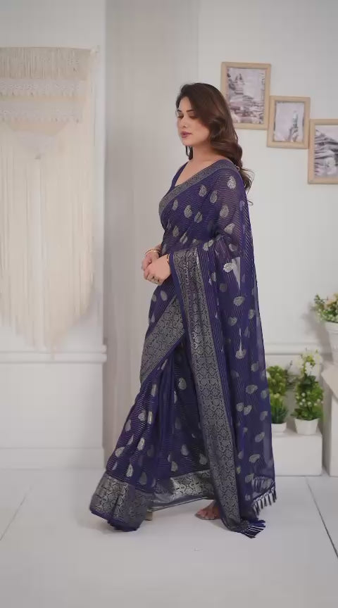 Nityapriya A62 Foil Work Georgette Saree with Blouse