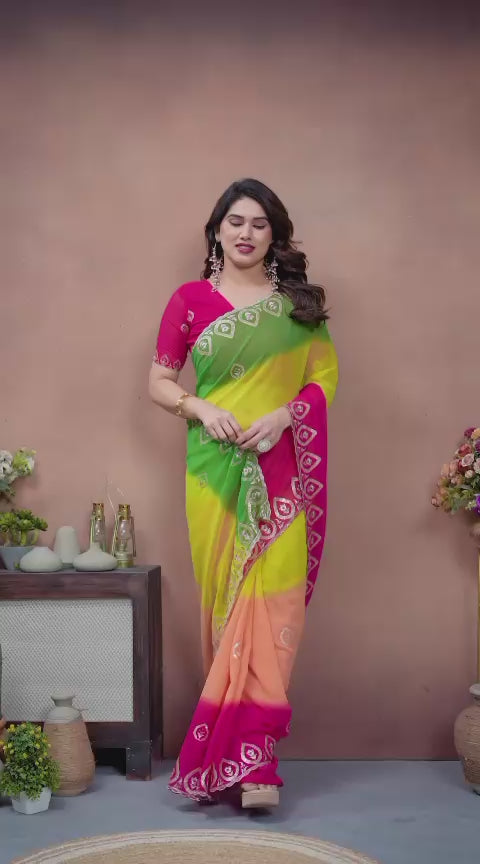 Heavy Georgette Silk Embroidery Saree with Blouse | Nityapriya
