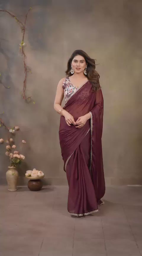 Nityapriya A67 Star Georgette Mirror Work Saree with Blouse