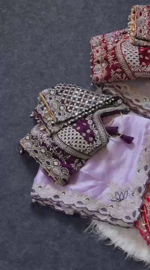 Designer Fandy Satin Saree with Readymade Embroidered Blouse