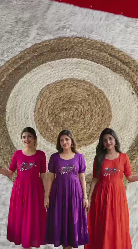 Soft Roman Anarkali Gown with Moti & Kardana Handwork
